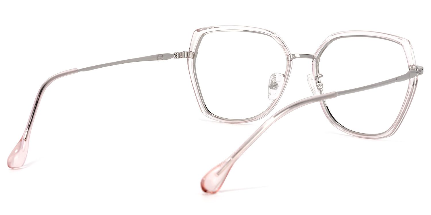 Noemi Geometric Pink-Silver Glasses | ZEELOOL UK4