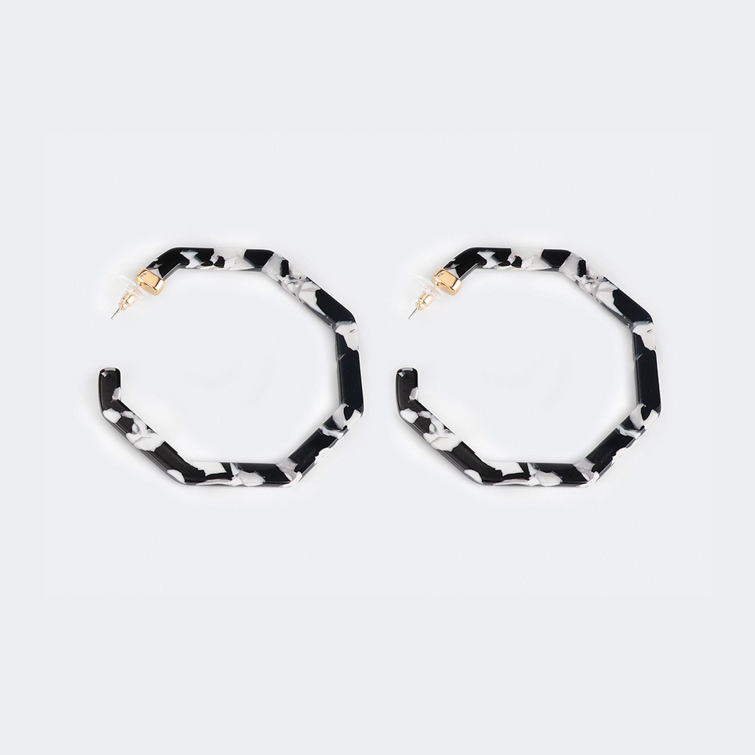 Vintage Octagon Shaped Black Earrings | ZEELOOL UK1