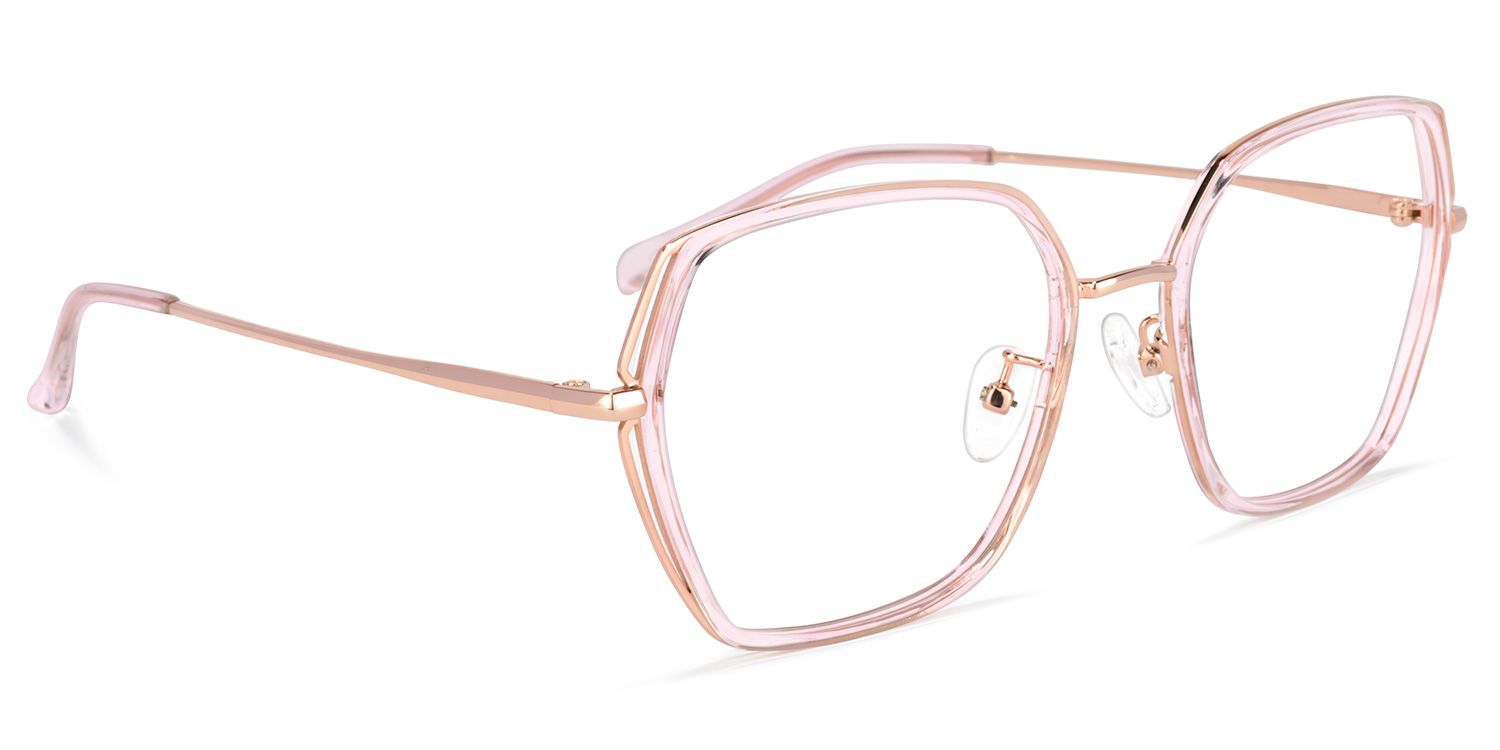 Odessa Geometric Pink Glasses | ZEELOOL UK2