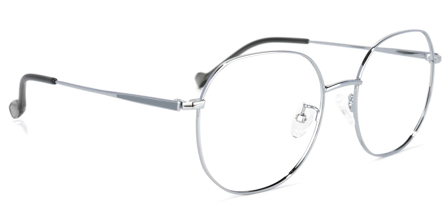 Qusay Round Silver Glasses | ZEELOOL UK2