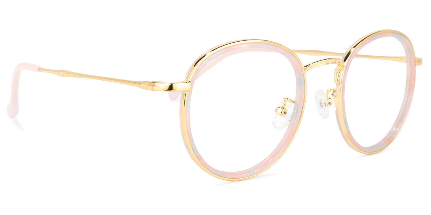 Yahya Round Gold-Pink Glasses2