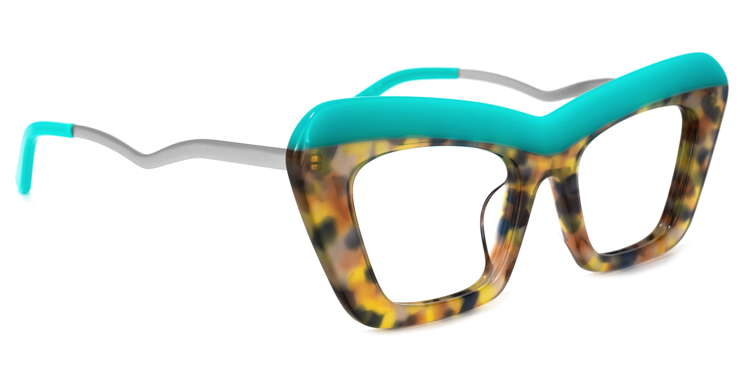 Notes Cateye Turquoise Glasses | ZEELOOL UK2