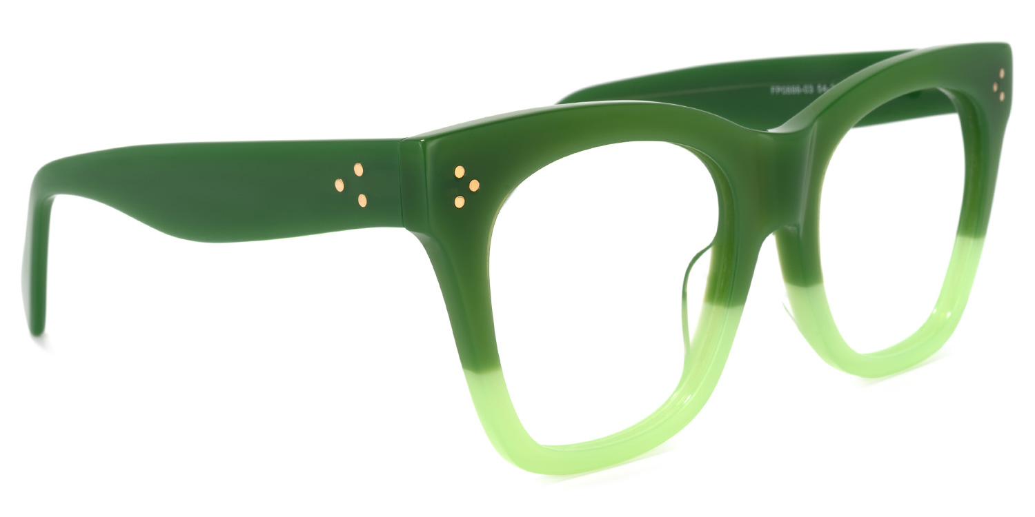 Tandy Rectangle Green Glasses2