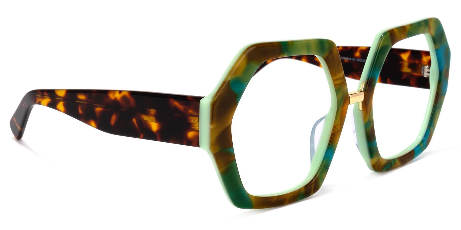 Otero Geometric Green-Yellow Glasses | ZEELOOL UK2