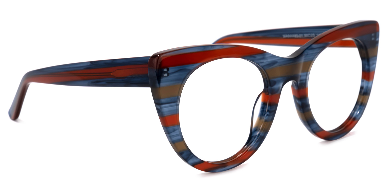 Aronia Cateye Blue-Red Glasses2