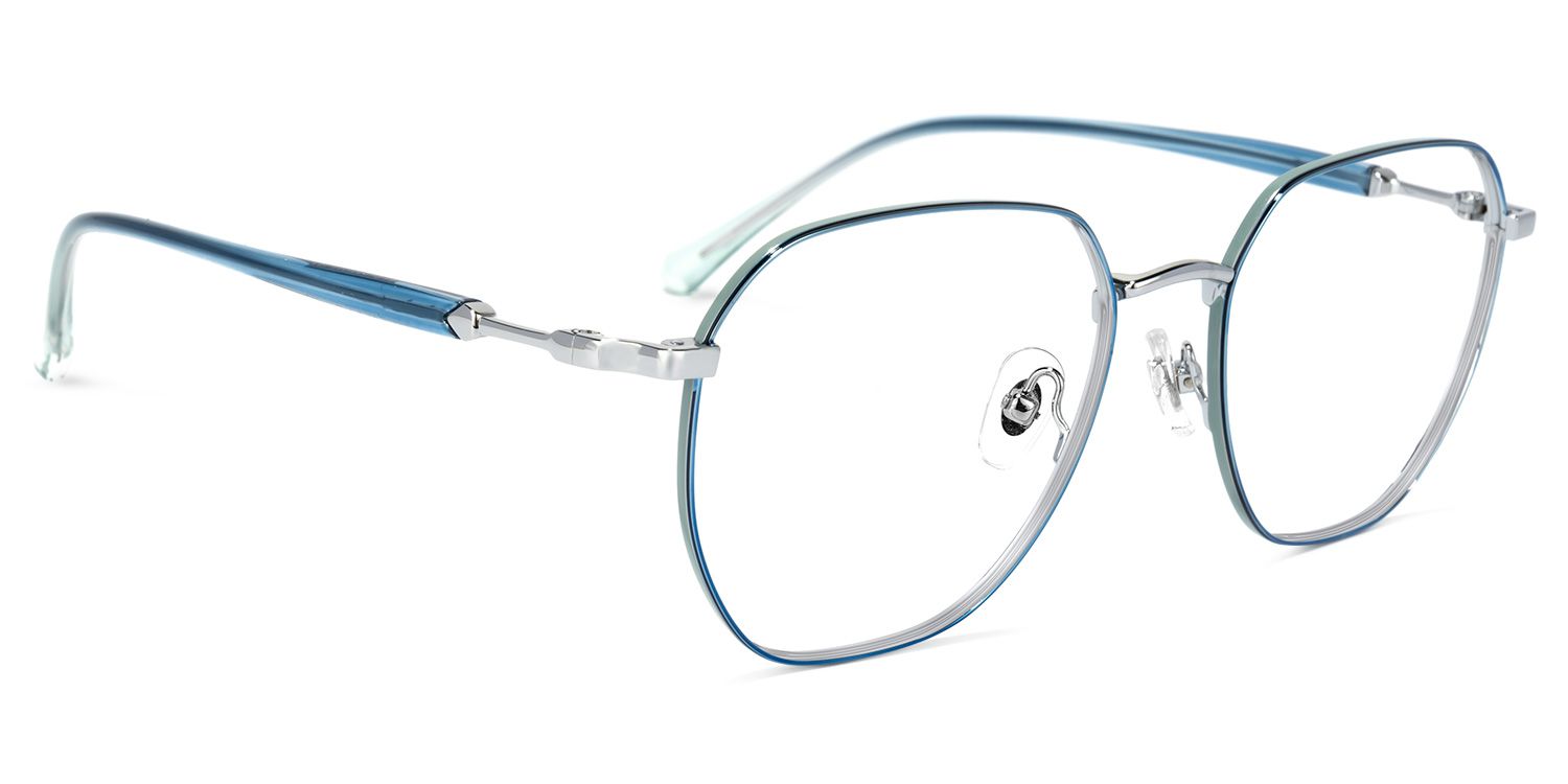 Veronica Geometric Blue Glasses | ZEELOOL UK2