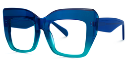 Charmaine Blue-Green Square Glasses3