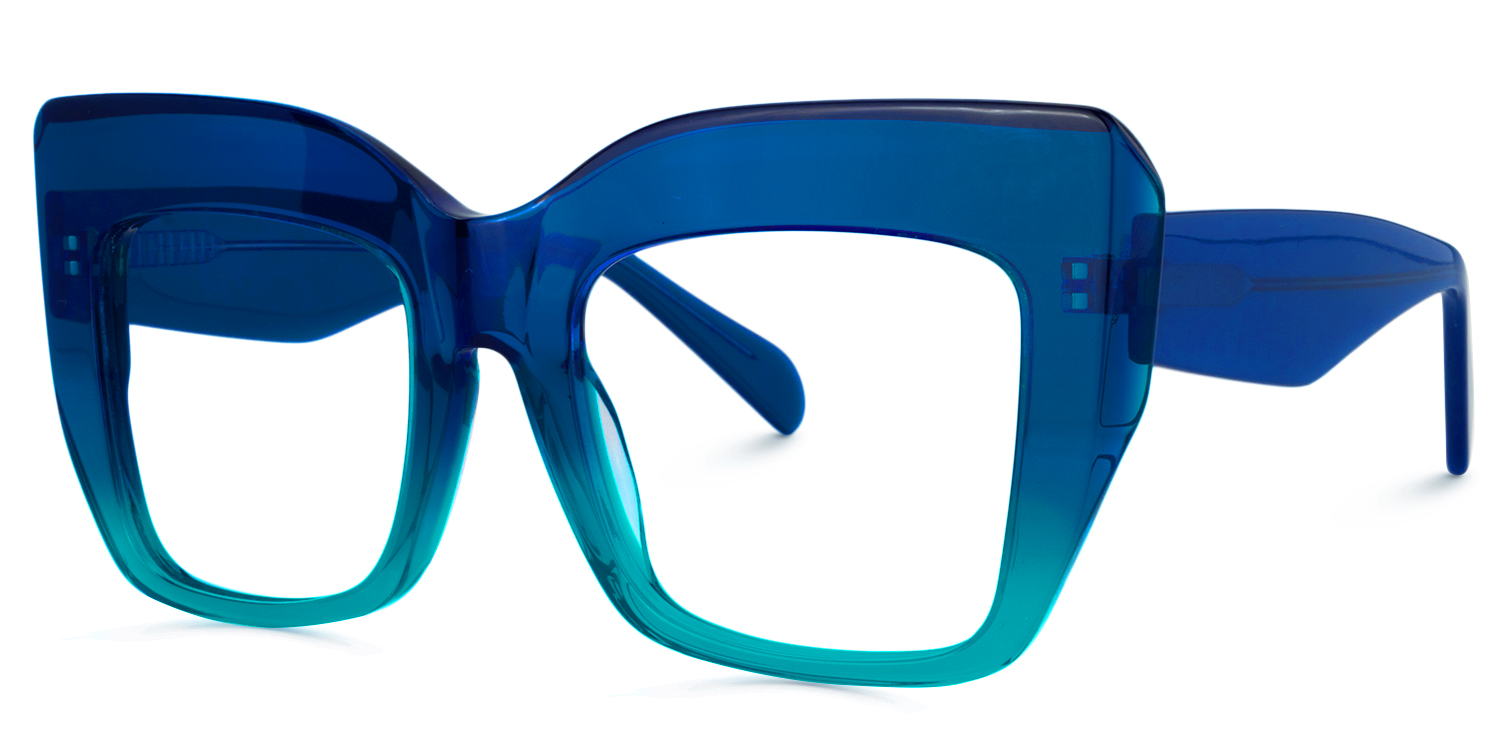 Charmaine Cat Eye Blue-Green Glasses3