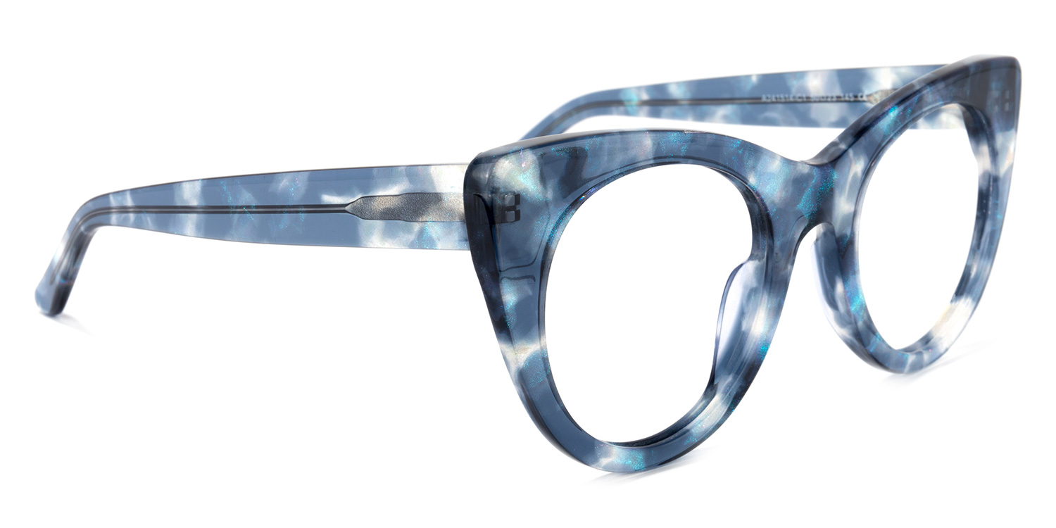 Starry Cateye Blue Frame Glasses | ZEELOOL UK2