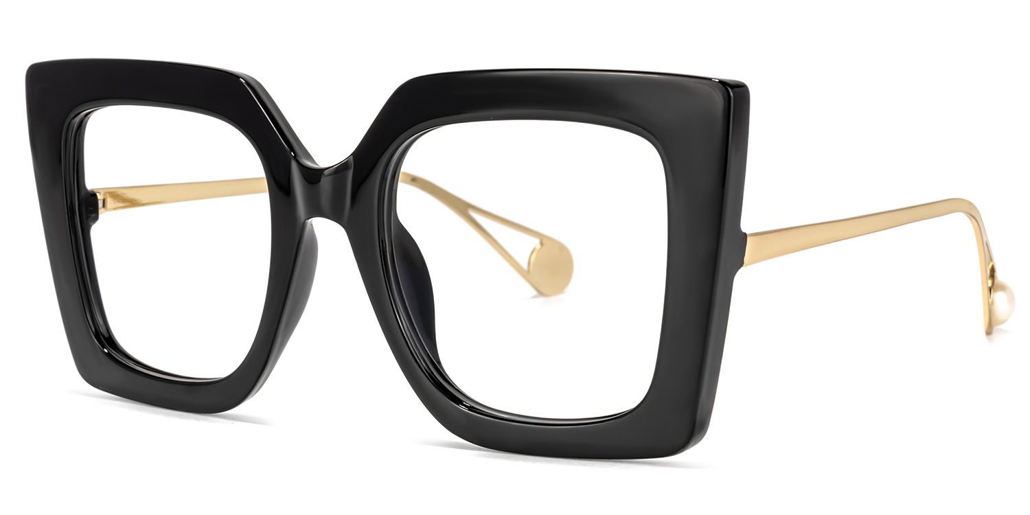 Qatar Square Black Eyeglasses and Wide Frames1