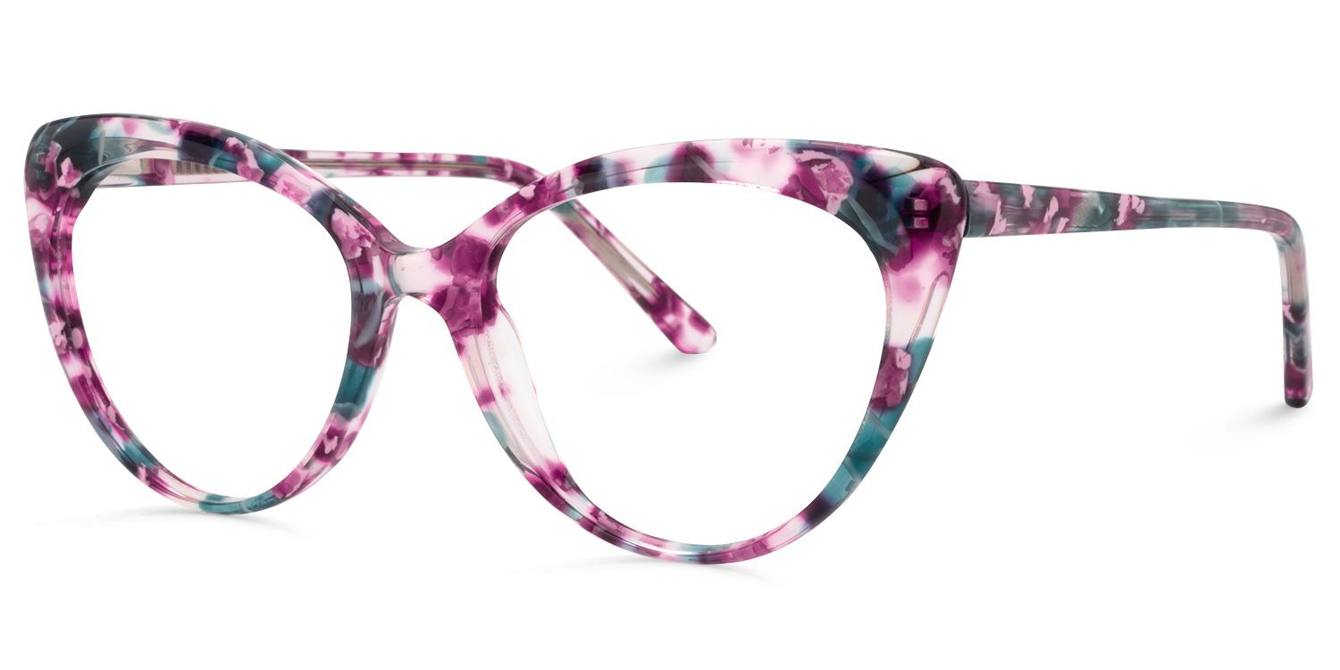Cat Eye Purple Pattern Glasses | ZEELOOL UK3