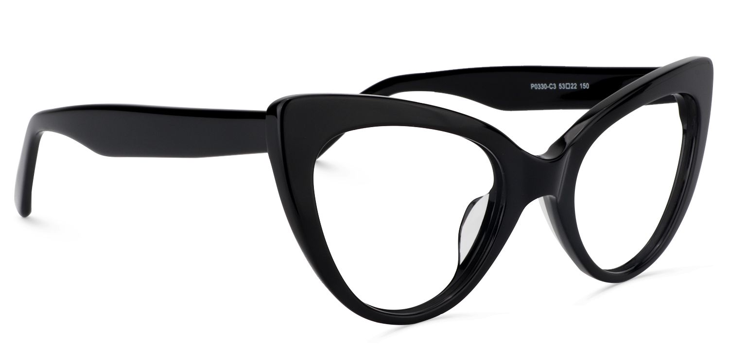 Claudette Cat Eye Pure Black Frame Glasses | ZEELOOL UK2
