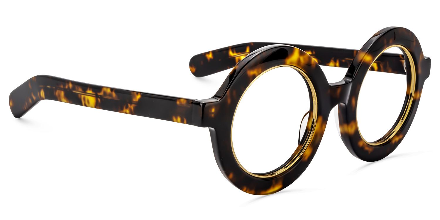 Round Yellow Tortoise Glasses | ZEELOOL UK2
