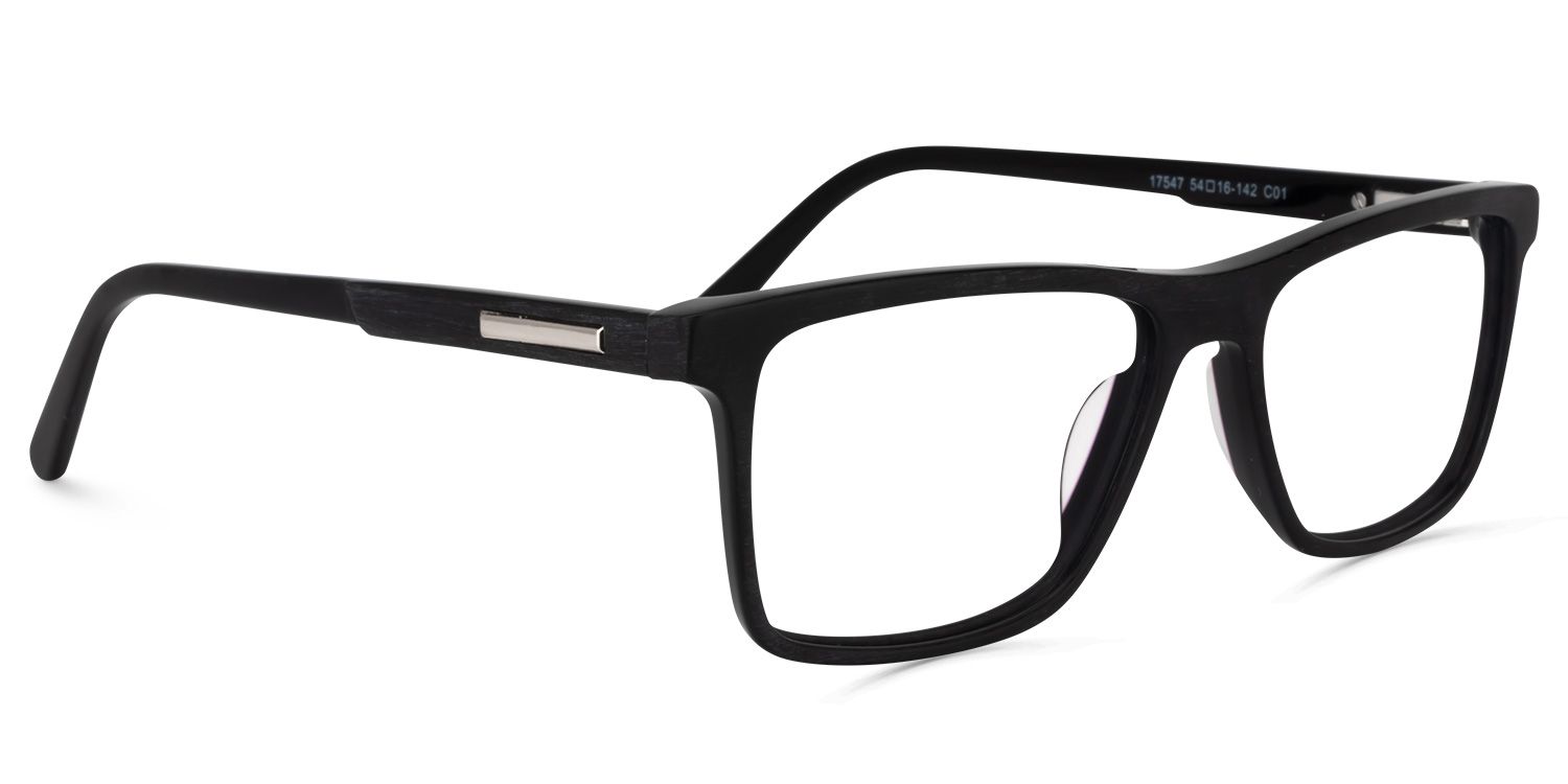 Daniel Rectangle Black Glasses | ZEELOOL UK2