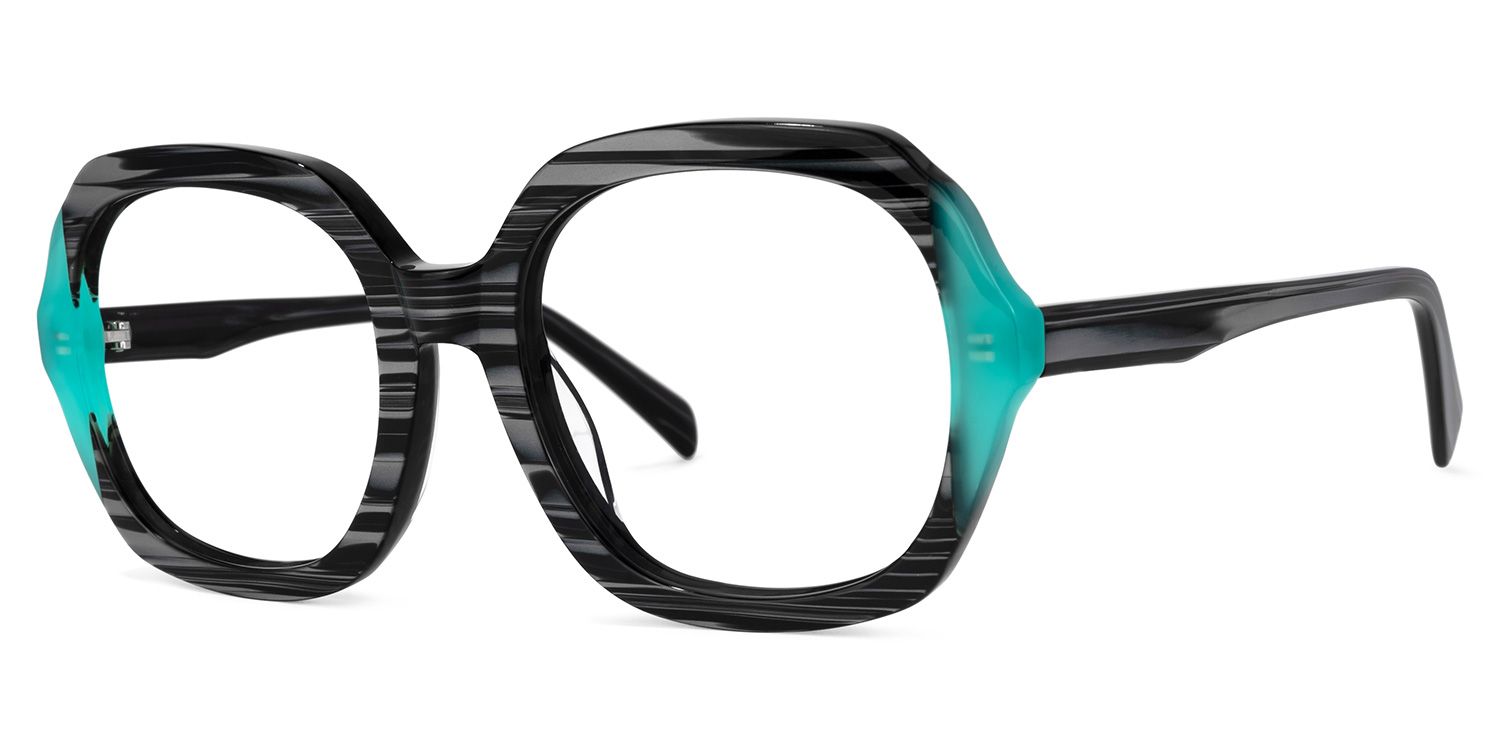 Raquell Square Turquoise Glasses | ZEELOOL UK1