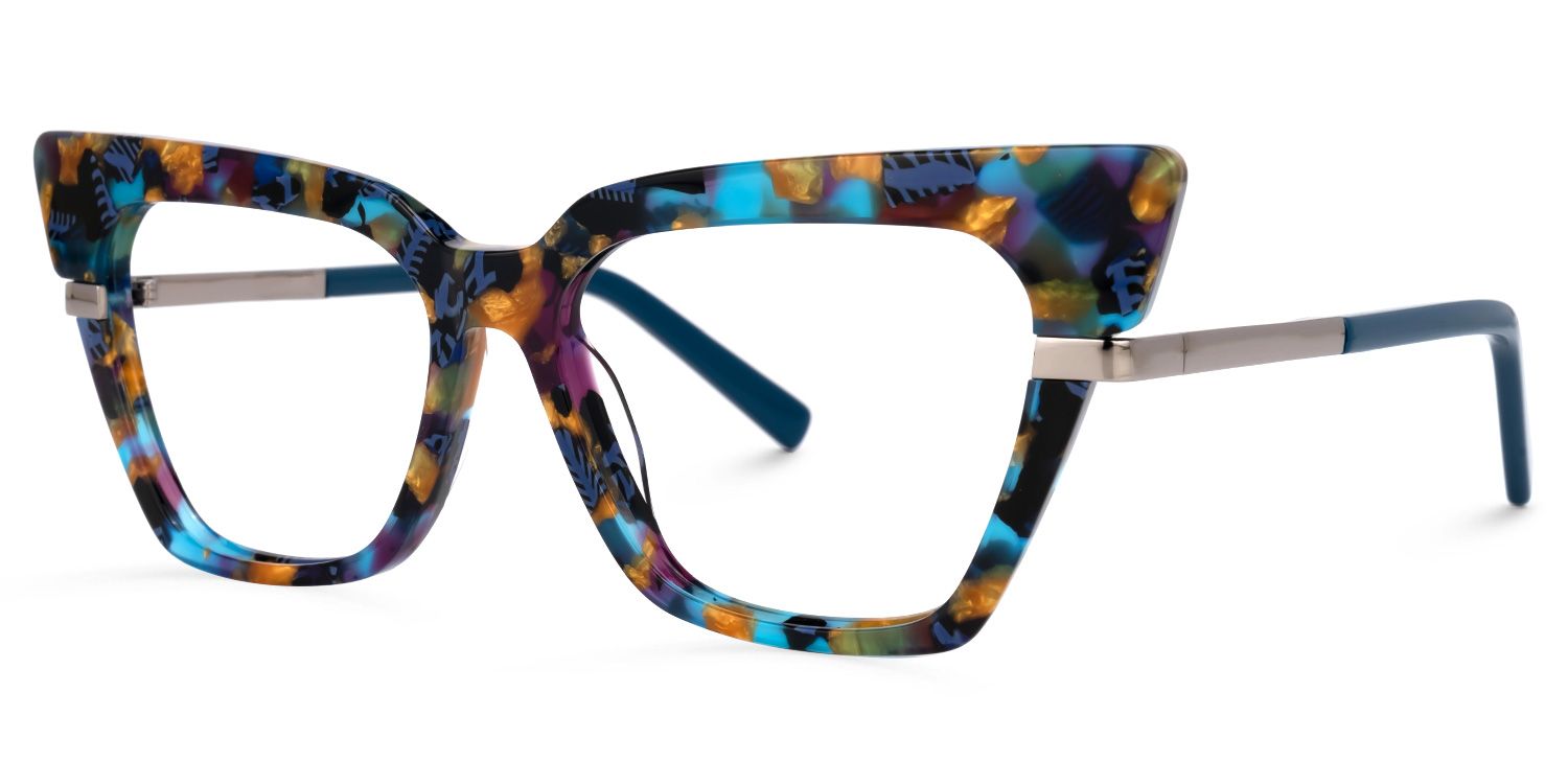 Dotson Cateye Blue-Floral Glasses | ZEELOOL UK1