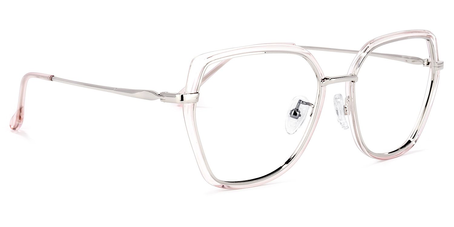 Noemi Geometric Pink-Silver Glasses | ZEELOOL UK2