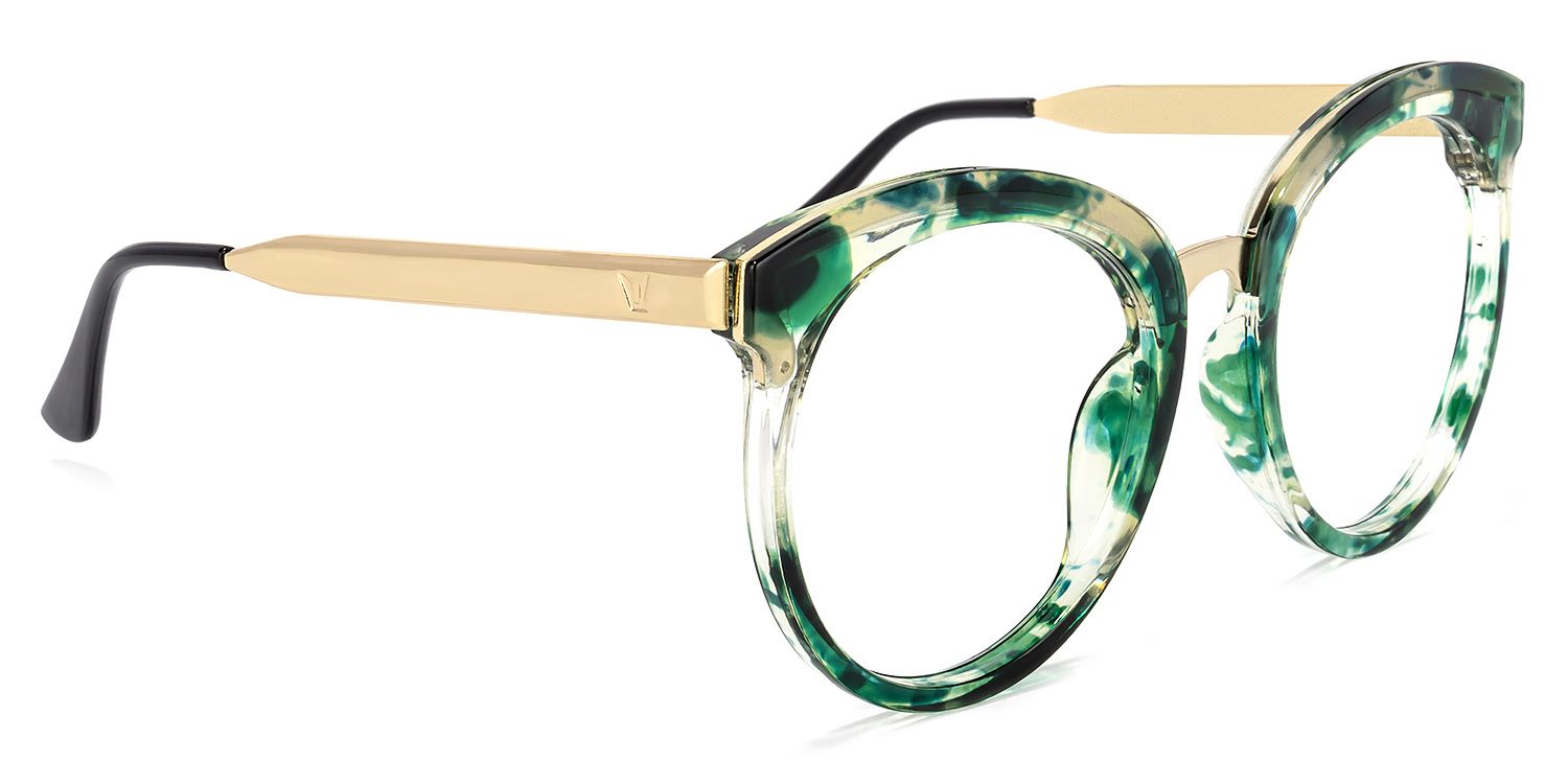 Penny Round Green-Floral Glasses | ZEELOOL UK2