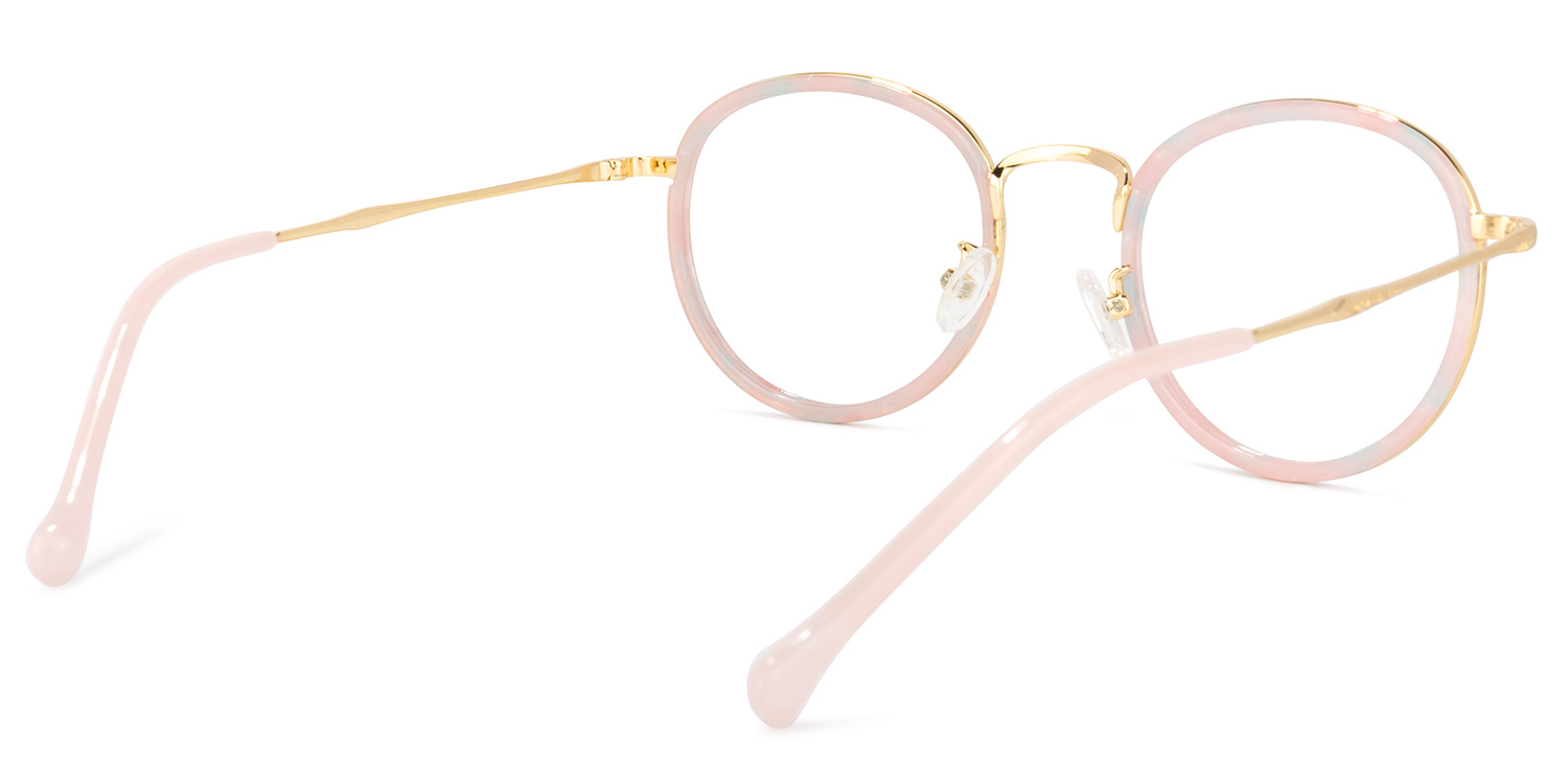 Yahya Round Gold-Pink Glasses | ZEELOOL UK4