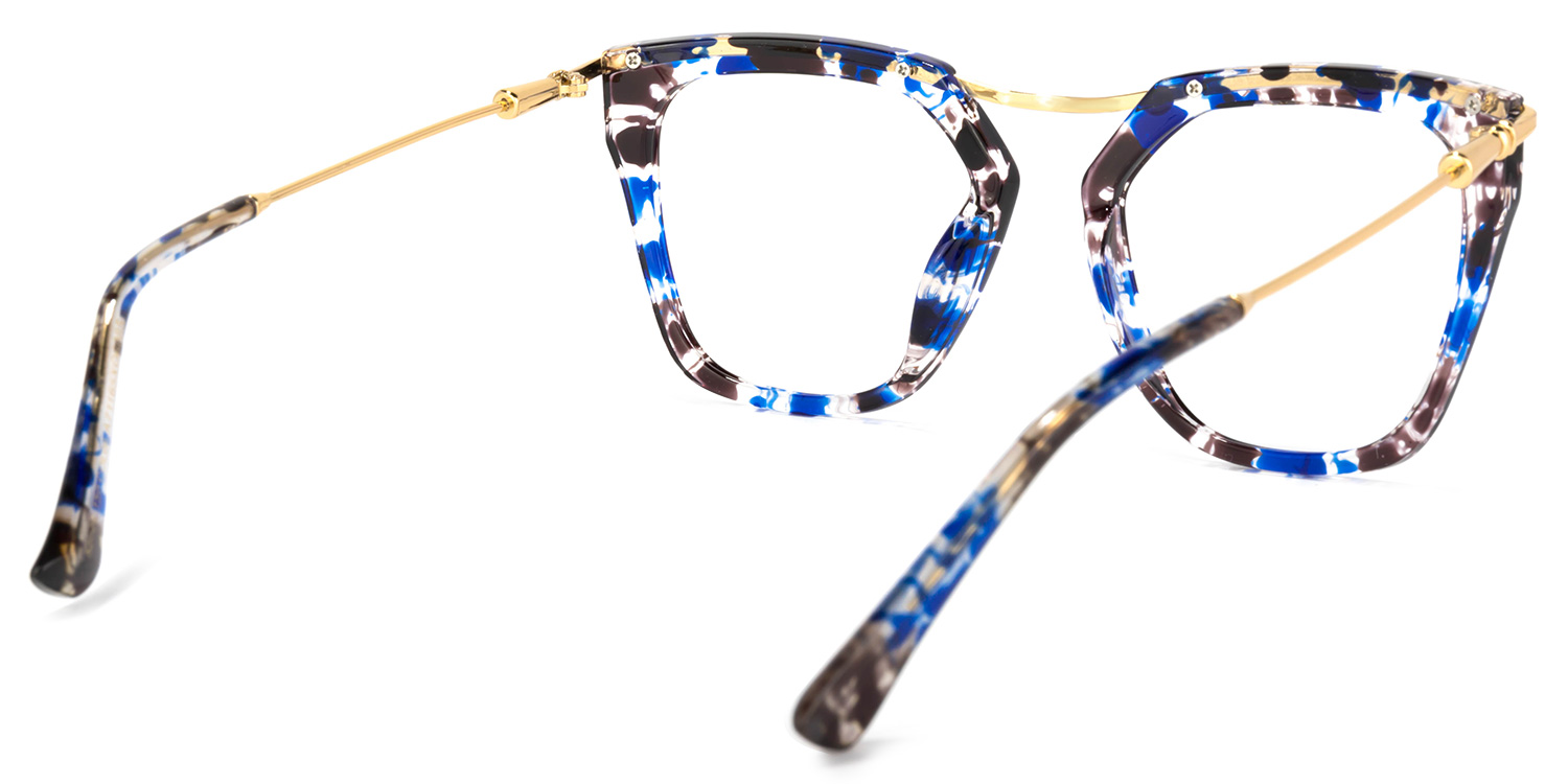 Yadiel Geometric Blue-Floral Glasses | ZEELOOL UK7