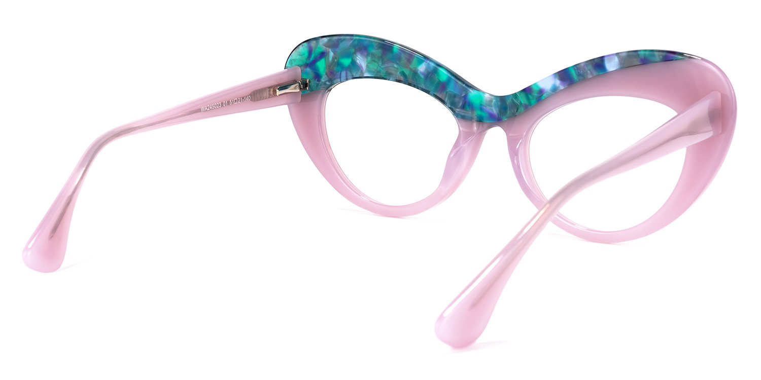Bellamy Cateye Pink-Green Glasses | ZEELOOL UK4