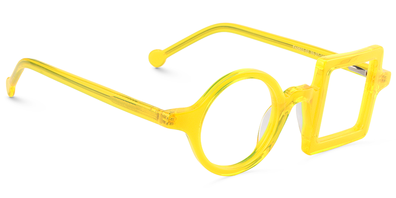 Paola Asymmetric Yellow Glasses | ZEELOOL UK2
