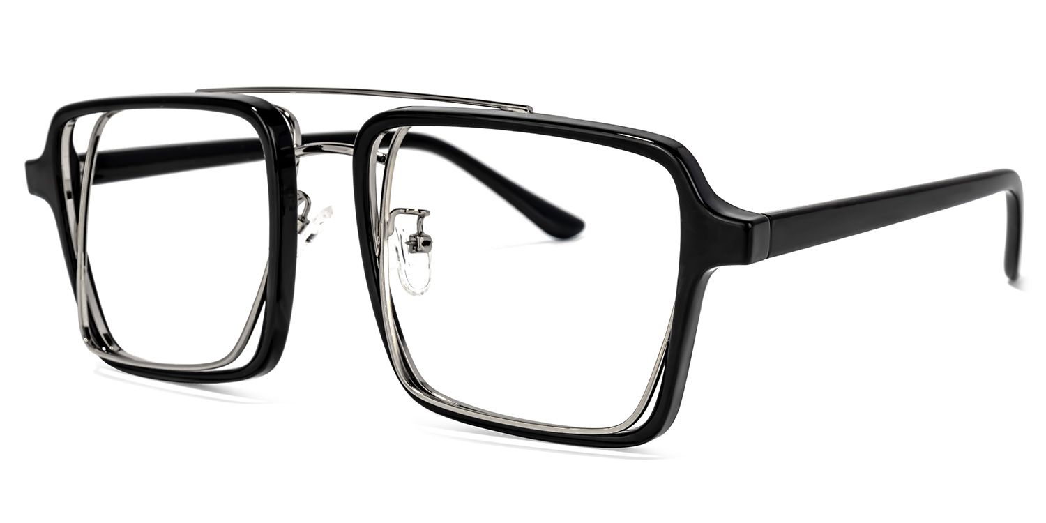 Aviator Black-Silver Glasses | ZEELOOL UK1