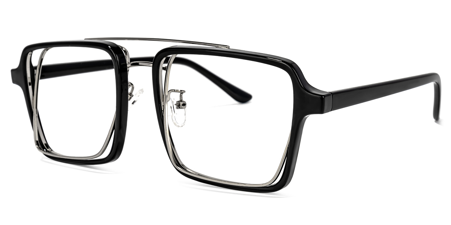 Aviator Black-Silver Glasses | ZEELOOL UK1