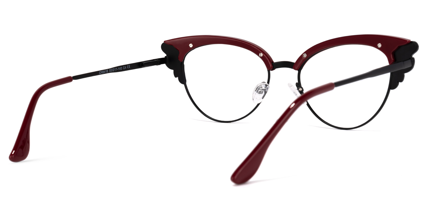 Hearn Cat Eye Dark-Red Glasses | ZEELOOL UK4