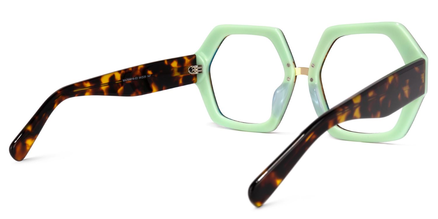 Otero Geometric Green-Yellow Glasses | ZEELOOL UK4