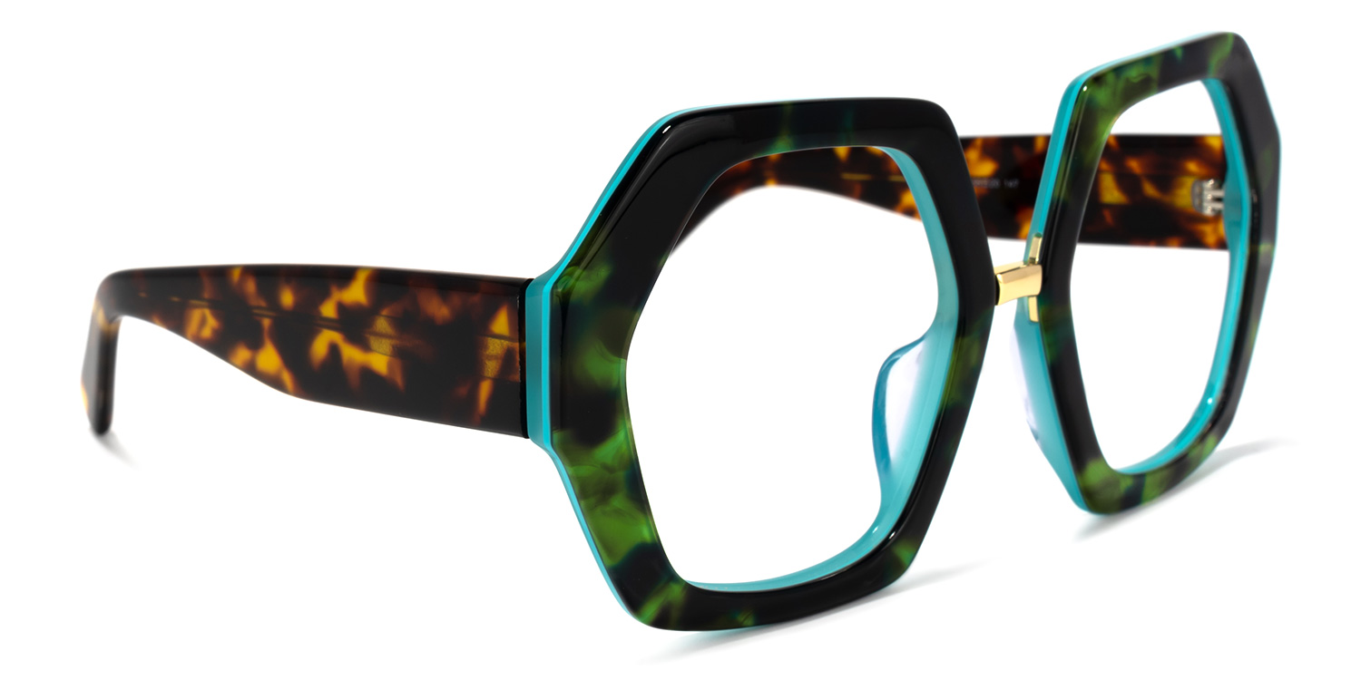 Otero Geometric Dark-Green Glasses | ZEELOOL UK2