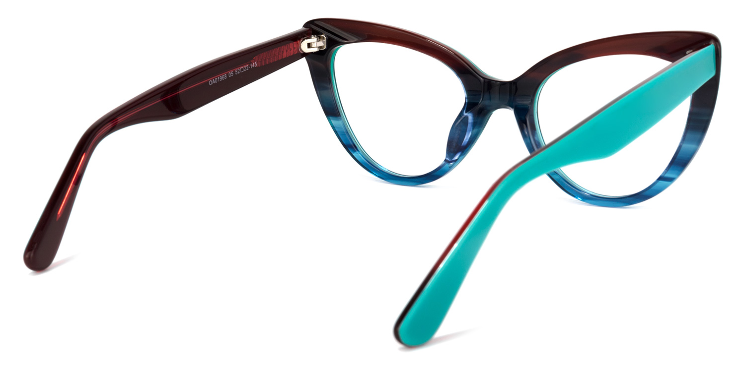Claudette Cat Eye Teal Blue-Green Frame Glasses | ZEELOOL UK4