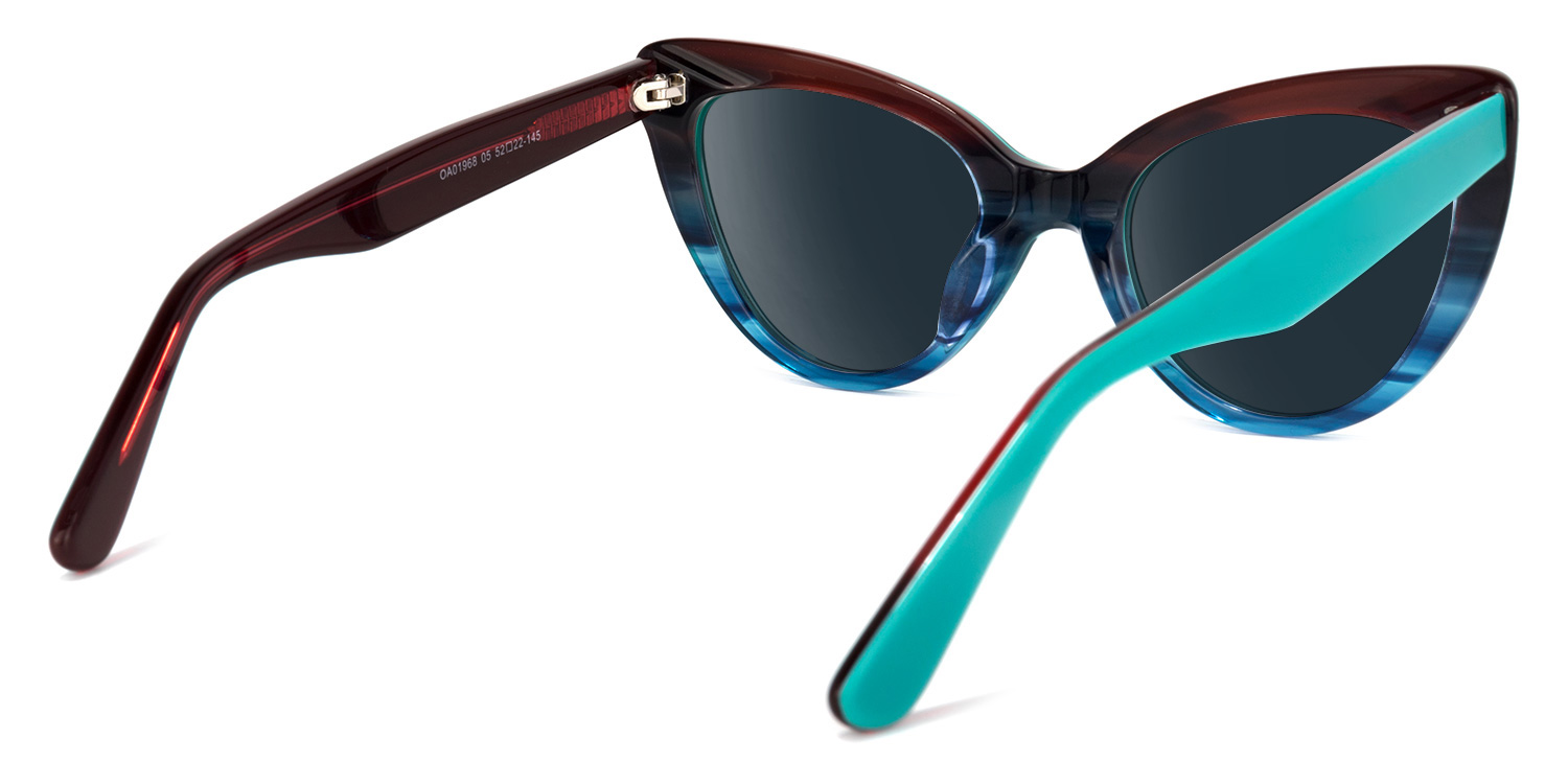 Claudette Cat Eye Blue-Green Sunglasses | ZEELOOL UK3