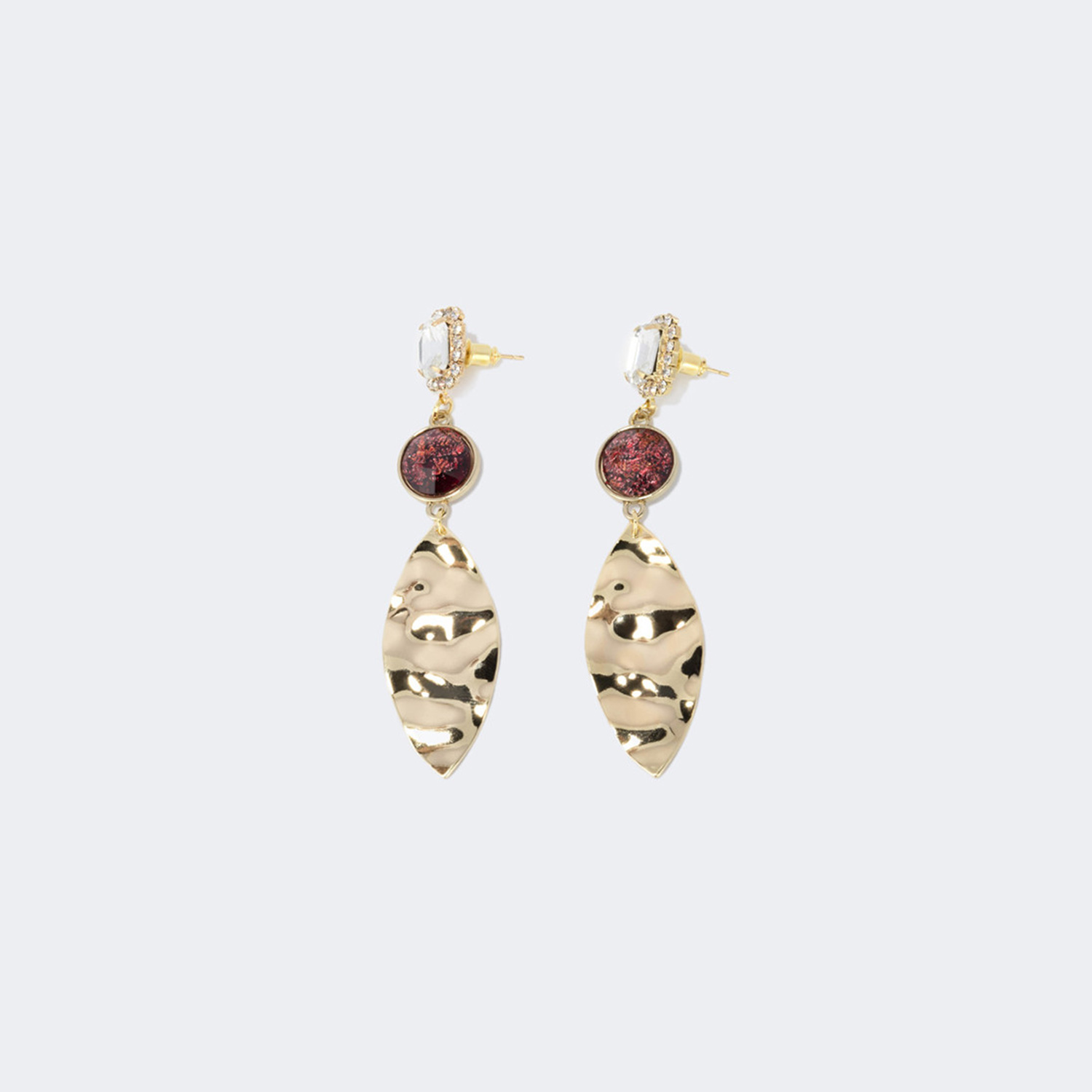 Brilliant Leaf Shape Gold Earrings | ZEELOOL UK1