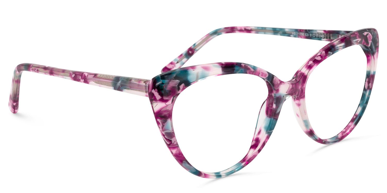 Cat Eye Purple Pattern Glasses | ZEELOOL UK2