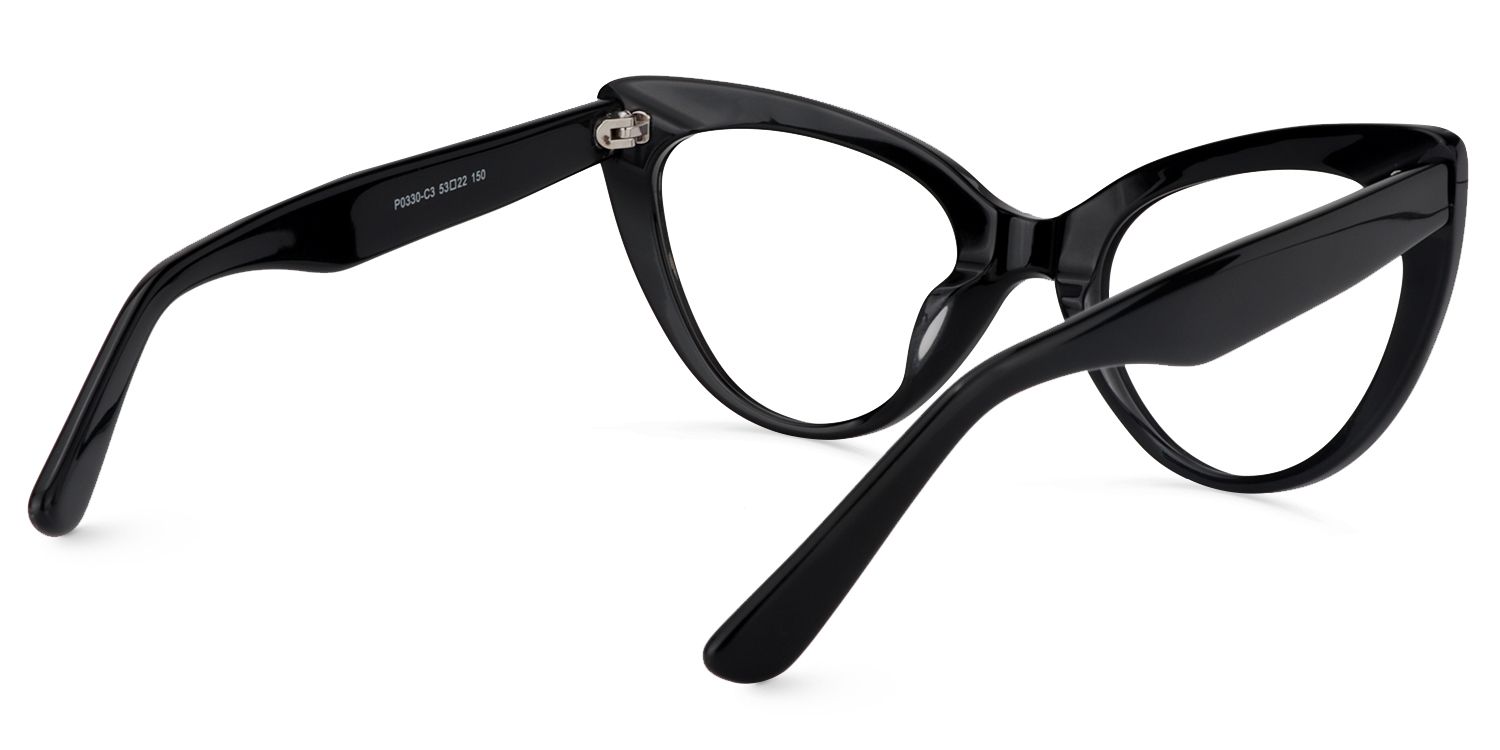 Claudette Cat Eye Pure Black Frame Glasses | ZEELOOL UK4