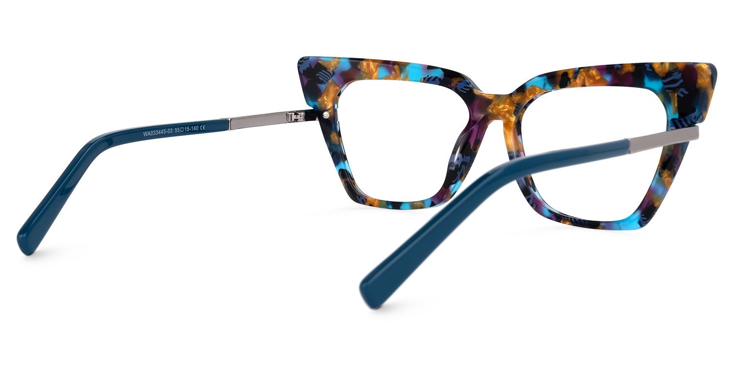 Dotson Cateye Blue-Floral Glasses | ZEELOOL UK3
