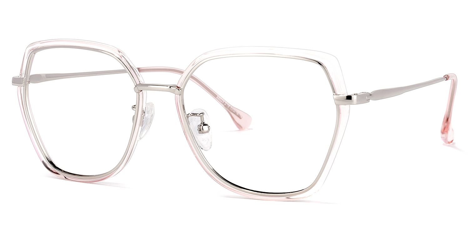 Noemi Geometric Pink-Silver Glasses | ZEELOOL UK1