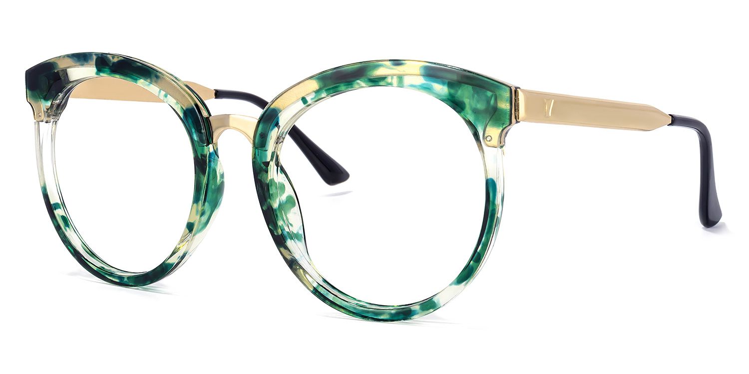 Penny Round Green-Floral Glasses | ZEELOOL UK1