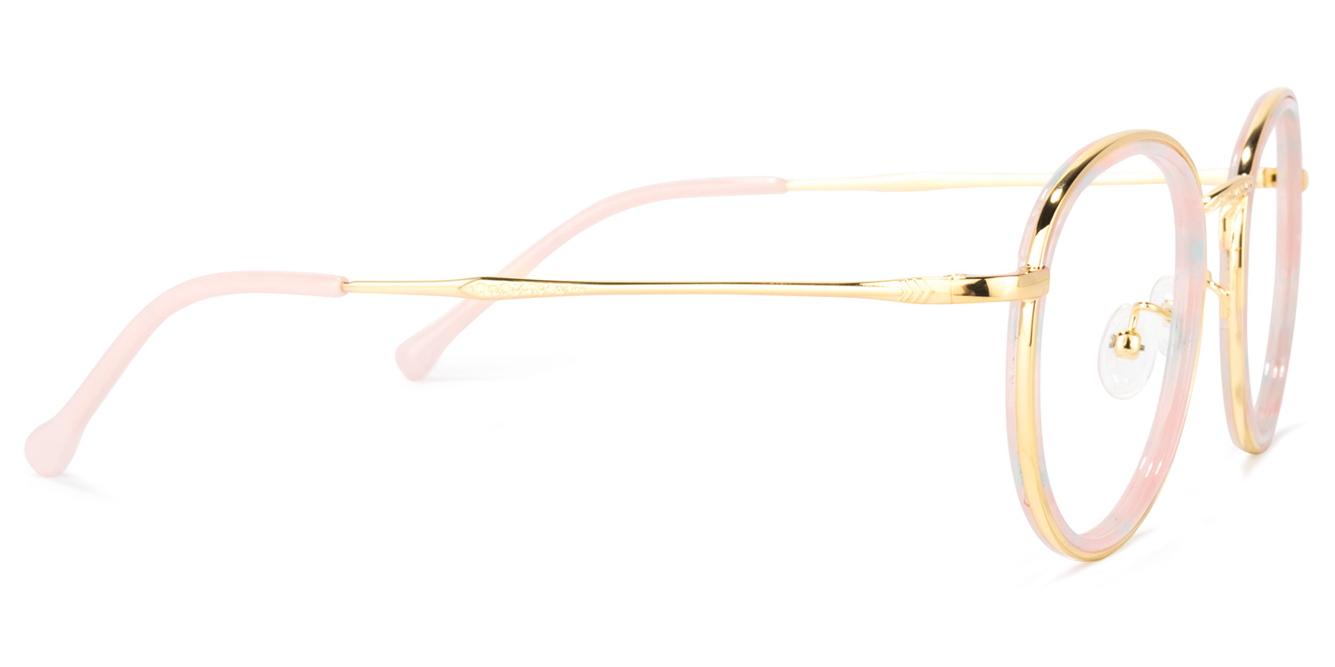 Yahya Round Gold-Pink Glasses | ZEELOOL UK3