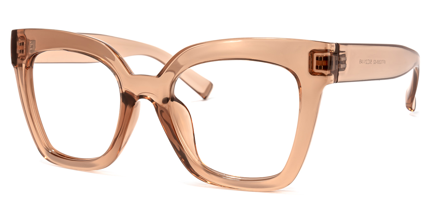 Malcolm Square Crystal Champagne Frame Glasses | ZEELOOL UK1