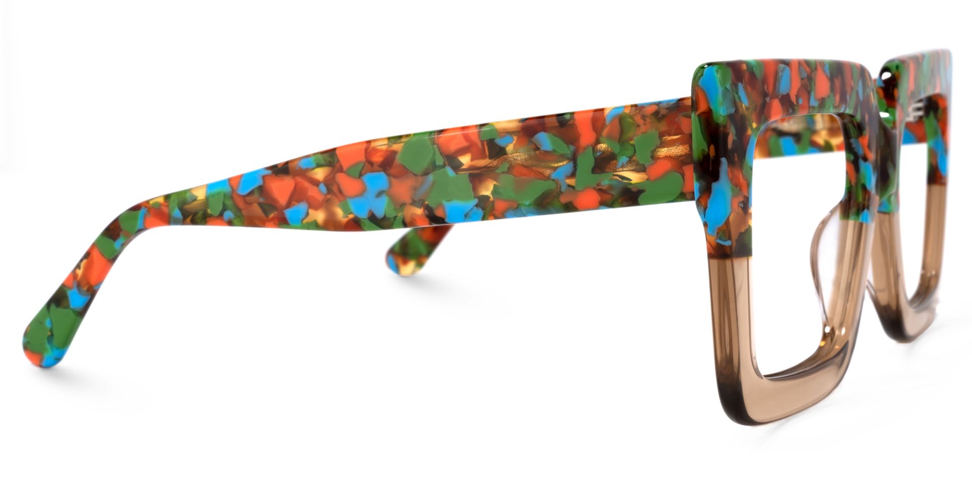 Brandon Eyeglasses -Square Beige Two-Tone Frame3