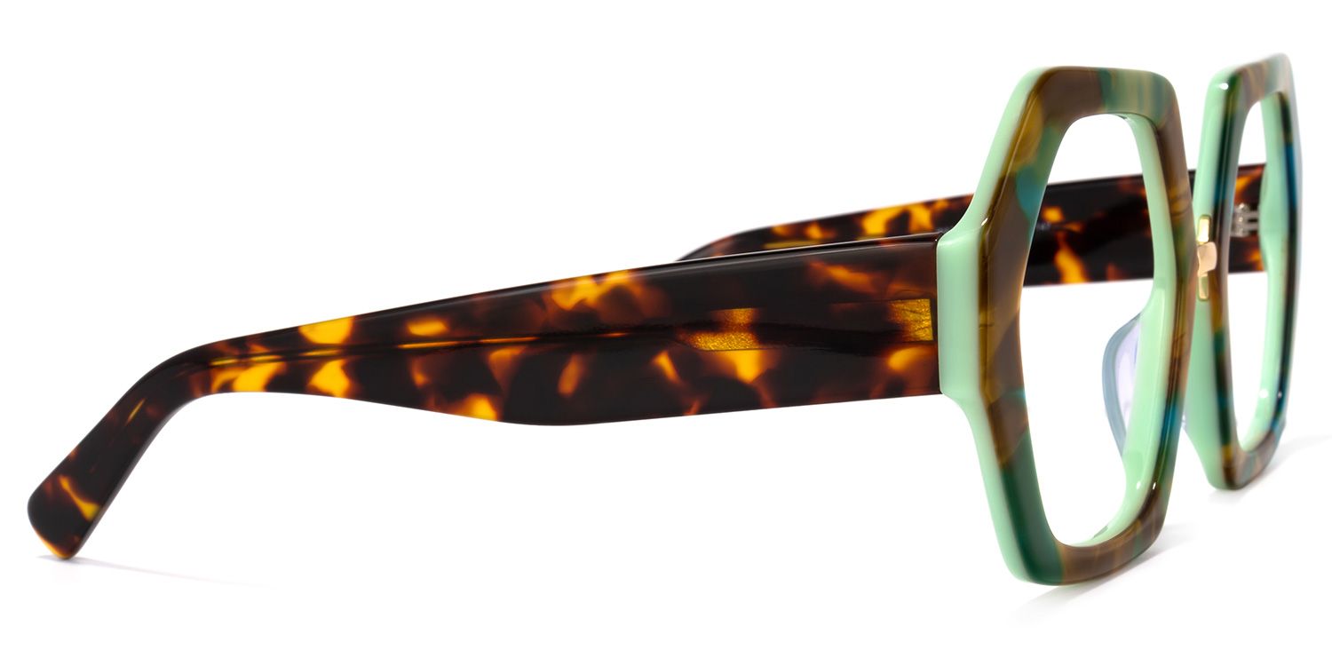 Otero Geometric Green-Yellow Glasses | ZEELOOL UK3