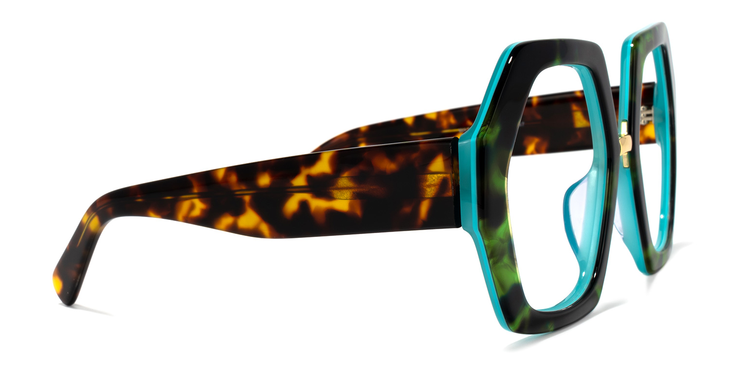 Otero Geometric Dark-Green Glasses | ZEELOOL UK3