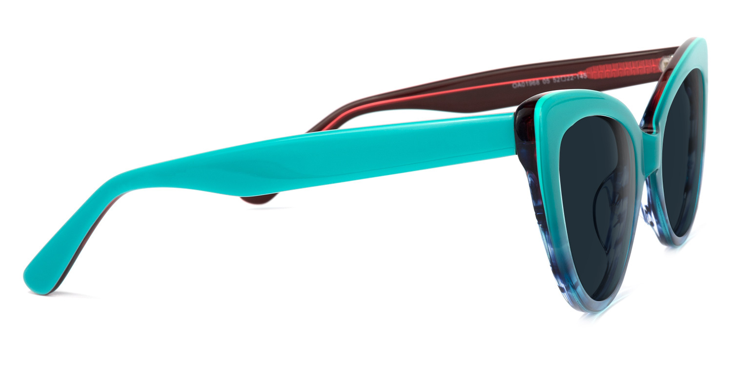 Claudette Cat Eye Blue-Green Sunglasses | ZEELOOL UK2