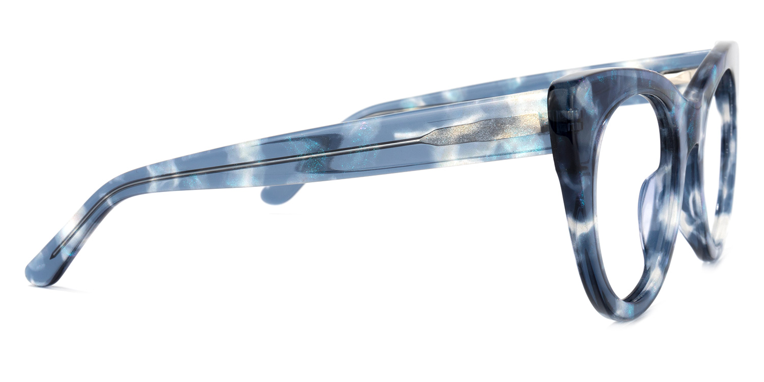 Starry Cateye Blue Frame Glasses | ZEELOOL UK3