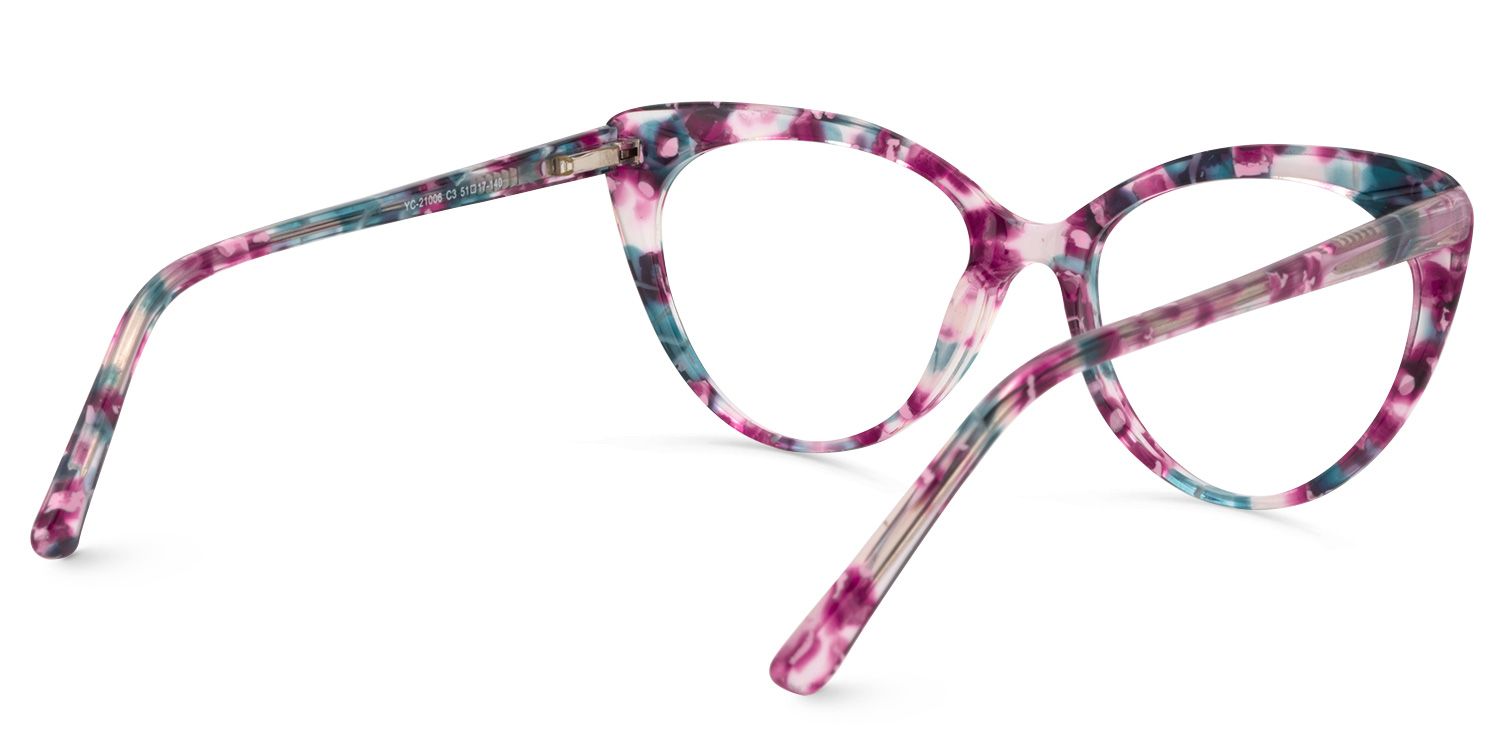 Cat Eye Purple Pattern Glasses | ZEELOOL UK5