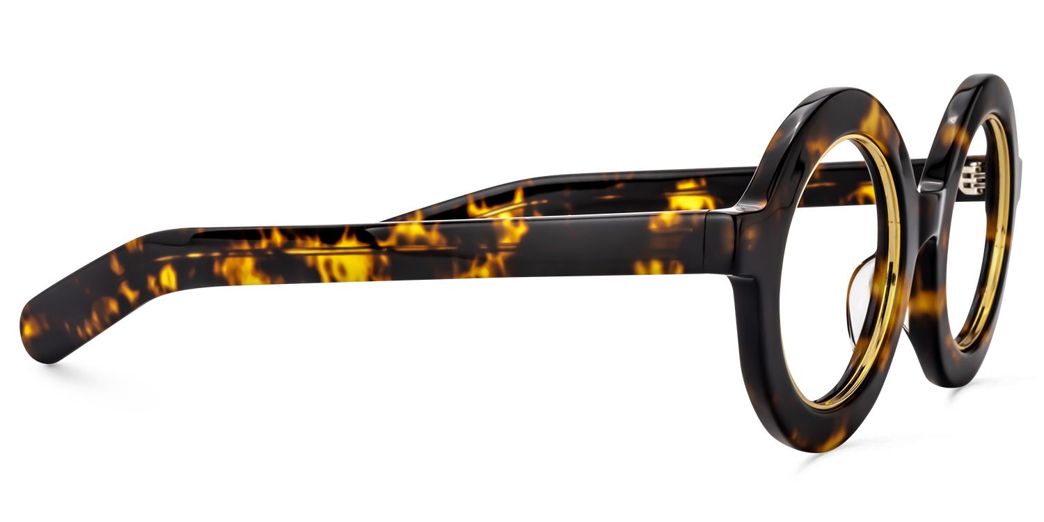 Round Yellow Tortoise Glasses | ZEELOOL UK3