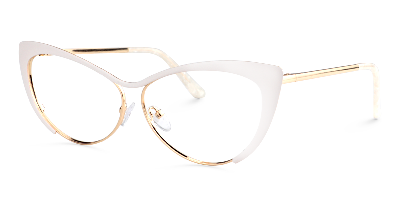 Ellen Cateye White Wire Frame Glasses and Eyeglasses2