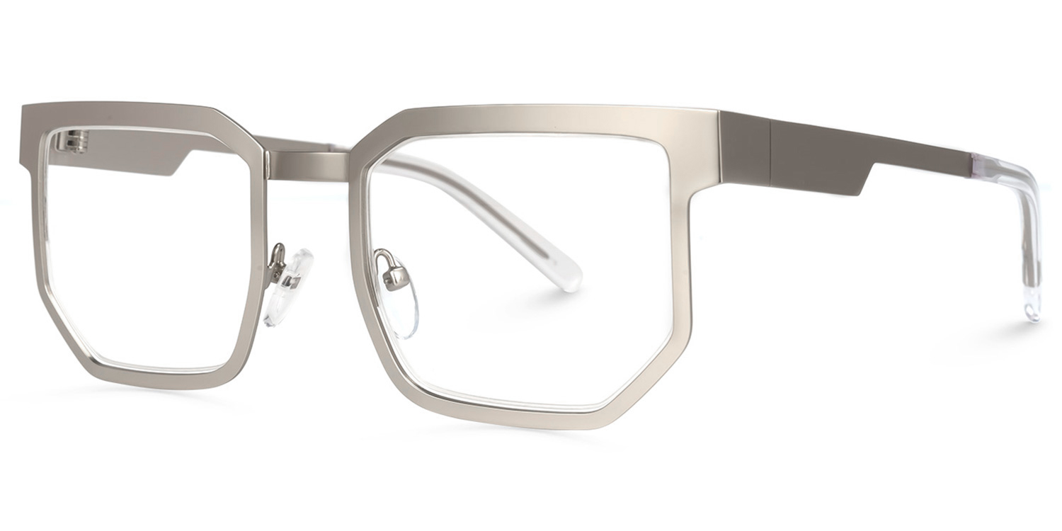 Barber Geometric Silver Eyeglasses and Glasses Frames2